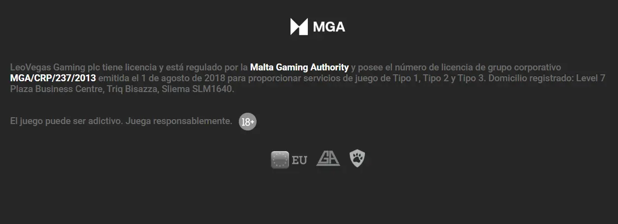 Licencias y seguridad en LeoVegas casino