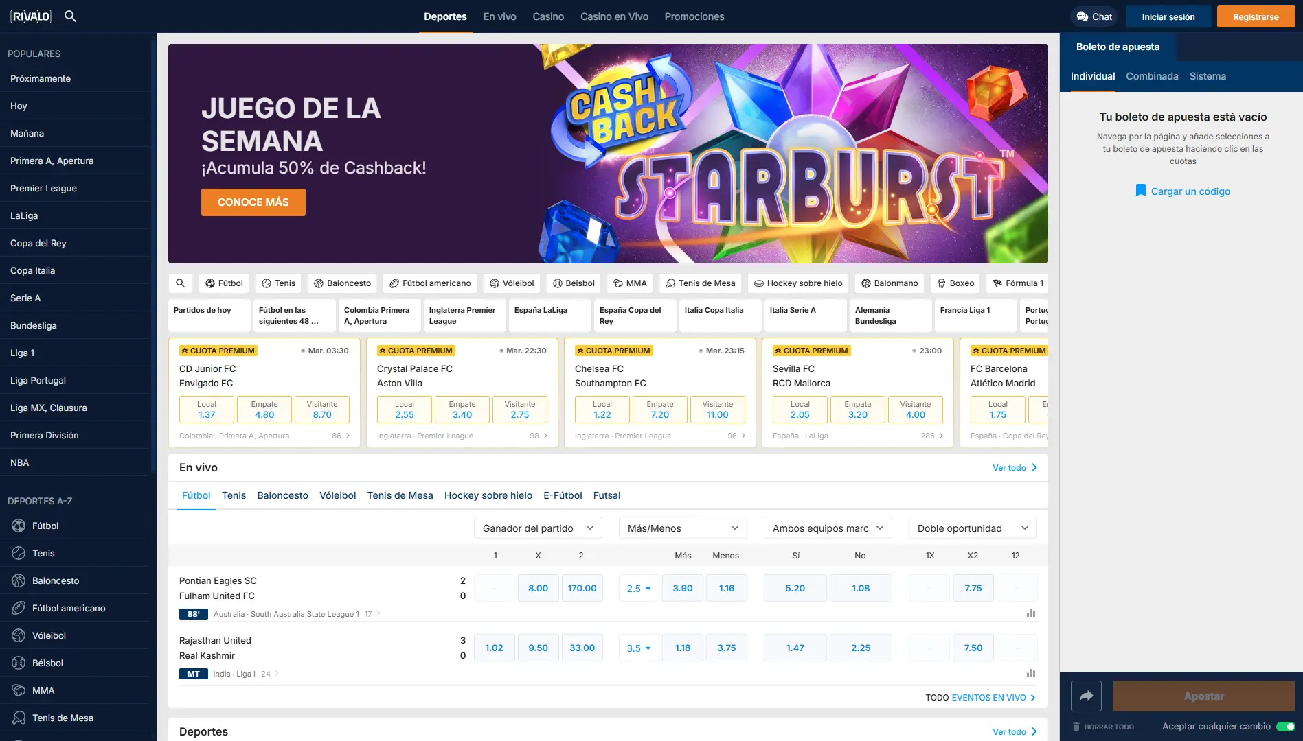 Características principales de Rivalo casino online